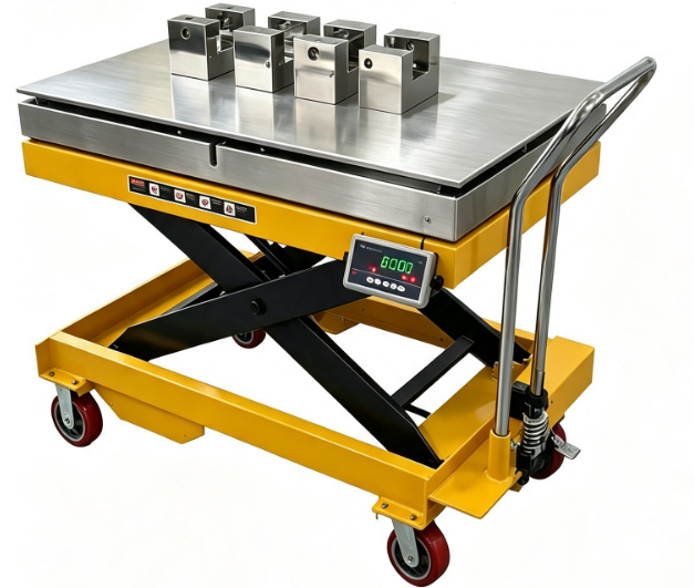 304 Edelstahl Hydraulische Tischheber Waage 2000kg 1100mm Max Lift IP68 Wasserdichte Digitale Waageplattform